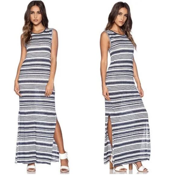 Velvet by Graham & Spencer Striped Maxi Dress Sleeveless Linen Yuelle Womens XS - Picture 1 of 6